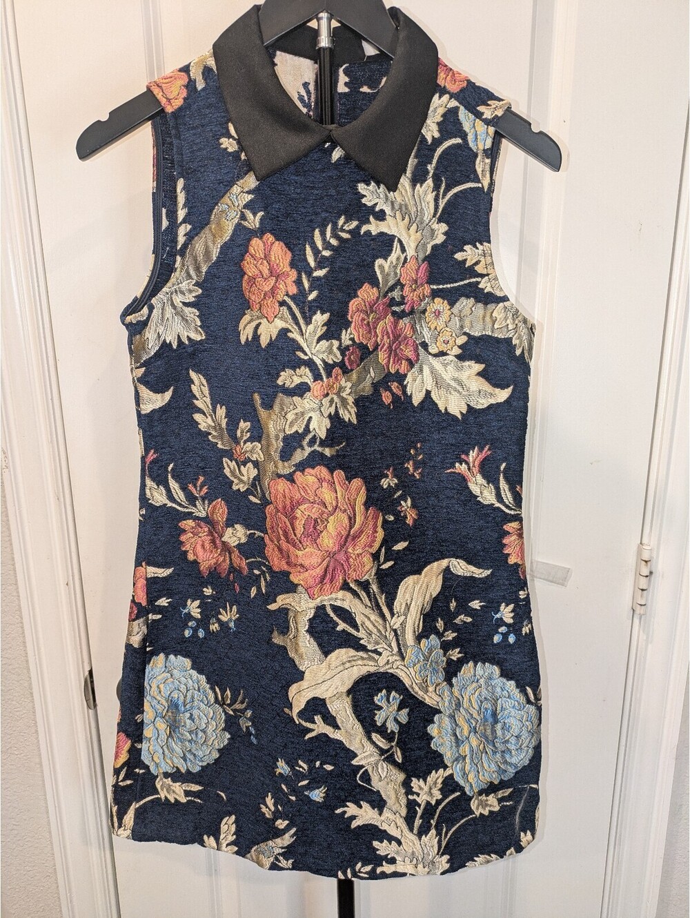 Jack by BB Dakota XS Floral Tapestry Peter Pan Collar Mod Mini Dress